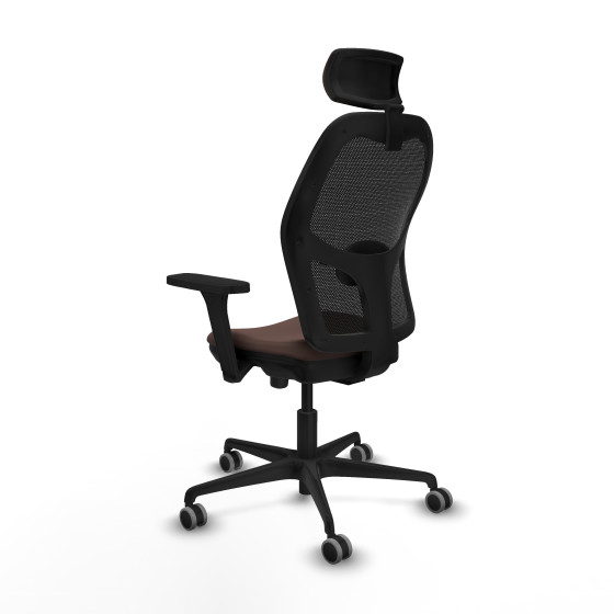 Jorquera traslack malla negra similpiel marrón oscuro brazos 3D base nailon cabecero 2D ruedas 65mm engomada