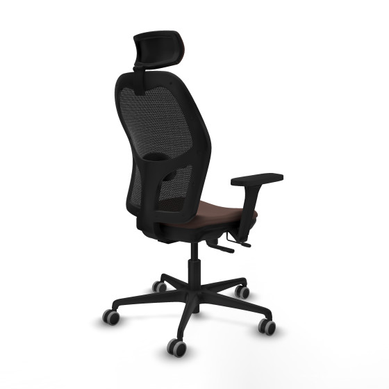 Jorquera traslack malla negra similpiel marrón oscuro brazos 3D base nailon cabecero 2D ruedas 65mm engomada
