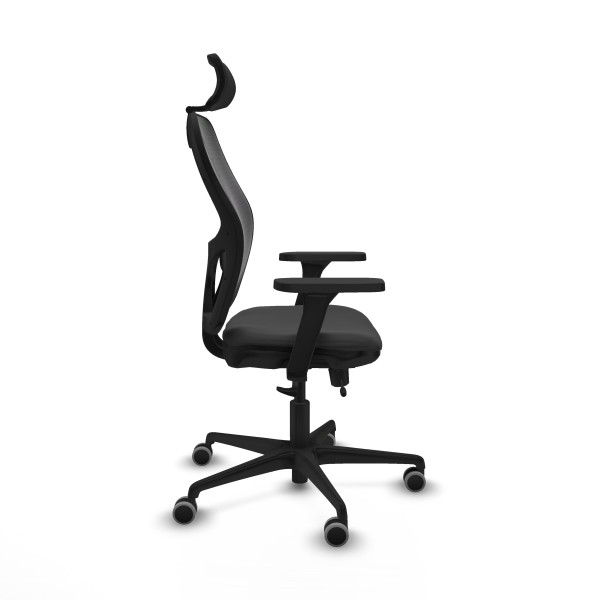 Jorquera traslack malla negra similpiel gris oscuro brazos 3D base nailon cabecero 2D ruedas 65mm engomada