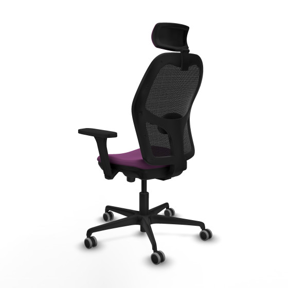 Jorquera traslack malla negra similpiel morado brazos 3D base nailon cabecero 2D ruedas 65mm engomada
