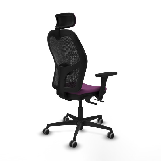Jorquera traslack malla negra similpiel morado brazos 3D base nailon cabecero 2D ruedas 65mm engomada