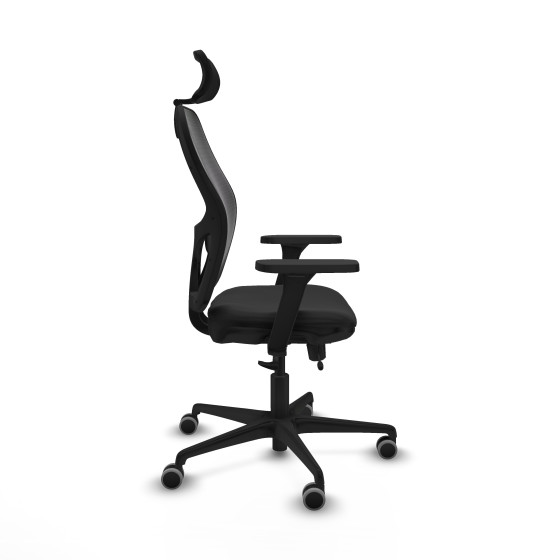 Jorquera traslack malla negra similpiel negro brazos 3D base nailon cabecero 2D ruedas 65mm engomada