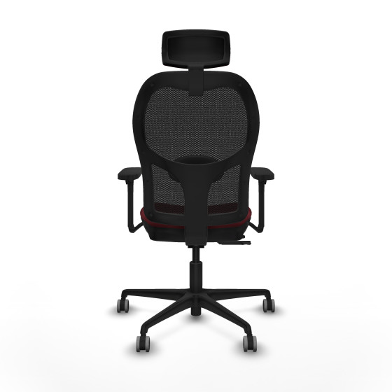 Jorquera traslack malla negra similpiel granate brazos 3D base nailon cabecero 2D ruedas 65mm engomada
