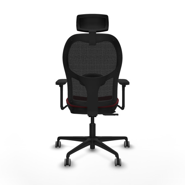 Jorquera traslack malla negra similpiel granate brazos 3D base nailon cabecero 2D ruedas 65mm engomada