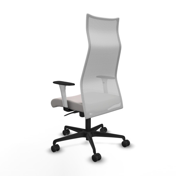 Albacete malla sincro malla blanca similpiel blanco brazos blancos base nailon ruedas 65 mm nailon