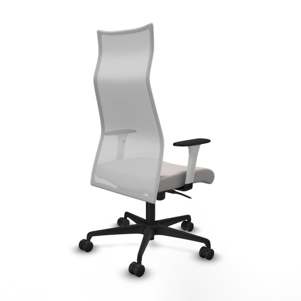 Albacete malla sincro malla blanca similpiel blanco brazos blancos base nailon ruedas 65 mm nailon
