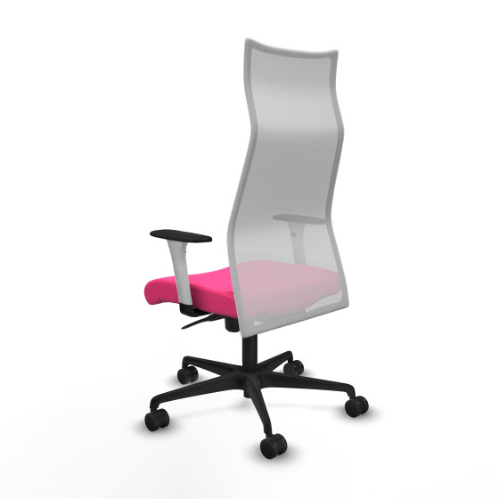 Albacete malla sincro malla blanca similpiel rosa brazos blancos base nailon ruedas 65 mm nailon