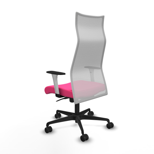 Albacete malla sincro malla blanca similpiel rosa brazos blancos base nailon ruedas 65 mm nailon