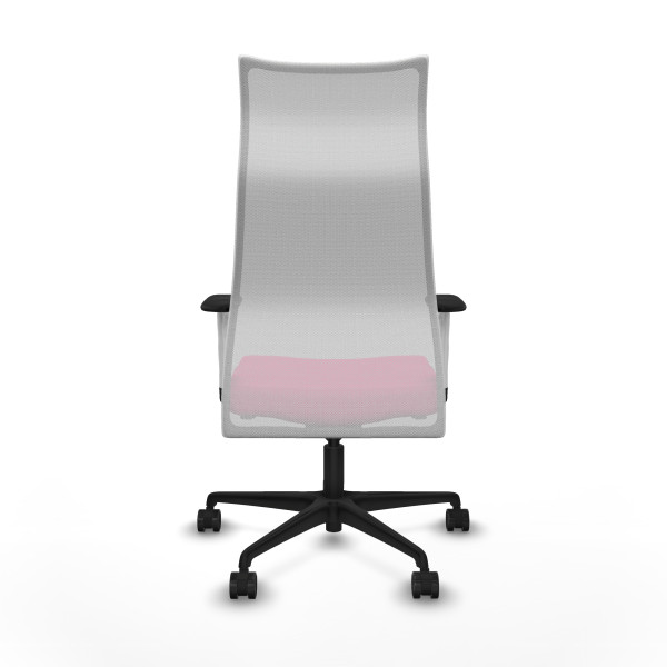 Albacete malla sincro malla blanca similpiel rosa brazos blancos base nailon ruedas 65 mm nailon