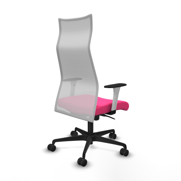 Albacete malla sincro malla blanca similpiel rosa brazos blancos base nailon ruedas 65 mm nailon