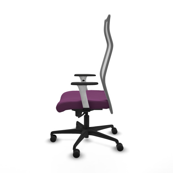 Albacete malla sincro malla gris similpiel morado brazos blancos base nailon ruedas 65 mm nailon