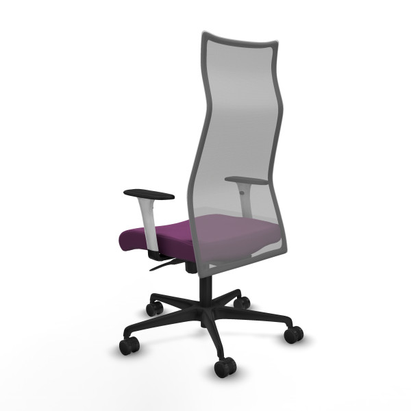 Albacete malla sincro malla gris similpiel morado brazos blancos base nailon ruedas 65 mm nailon
