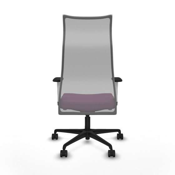 Albacete malla sincro malla gris similpiel morado brazos blancos base nailon ruedas 65 mm nailon