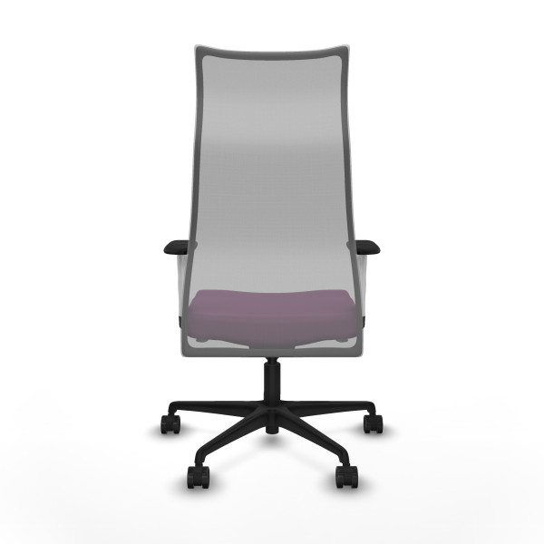 Albacete malla sincro malla gris similpiel morado brazos blancos base nailon ruedas 65 mm nailon