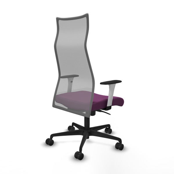 Albacete malla sincro malla gris similpiel morado brazos blancos base nailon ruedas 65 mm nailon