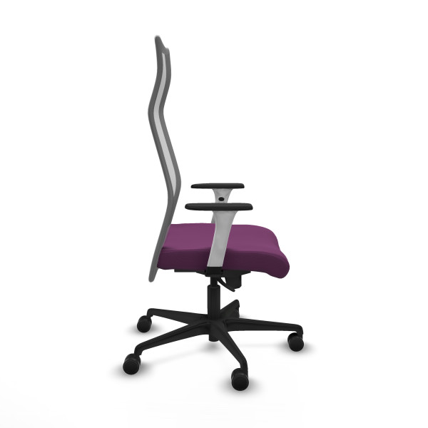 Albacete malla sincro malla gris similpiel morado brazos blancos base nailon ruedas 65 mm nailon