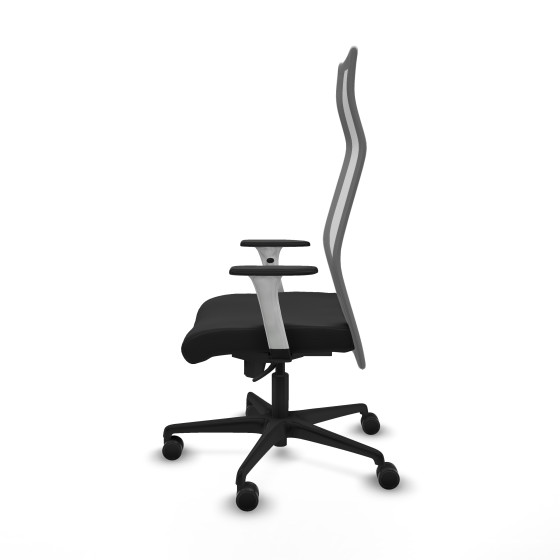 Albacete malla sincro malla gris similpiel negro brazos blancos base nailon ruedas 65 mm nailon