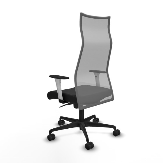 Albacete malla sincro malla gris similpiel negro brazos blancos base nailon ruedas 65 mm nailon