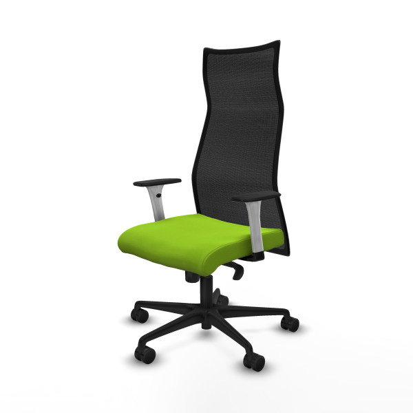Albacete malla sincro malla negra similpiel pistacho brazos blancos base nailon ruedas 65 mm nailon