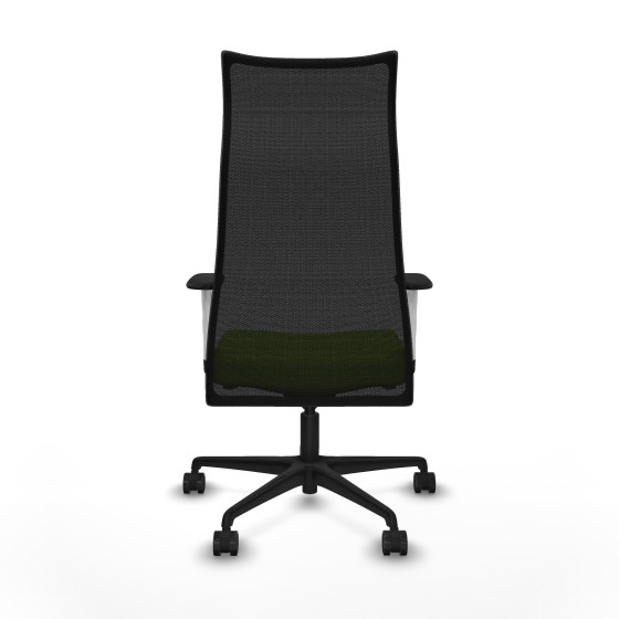 Albacete malla sincro malla negra similpiel pistacho brazos blancos base nailon ruedas 65 mm nailon