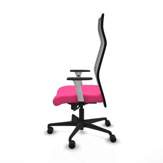 Albacete malla sincro malla negra similpiel rosa brazos blancos base nailon ruedas 65 mm nailon