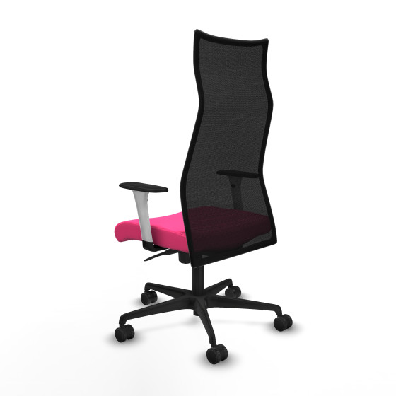 Albacete malla sincro malla negra similpiel rosa brazos blancos base nailon ruedas 65 mm nailon