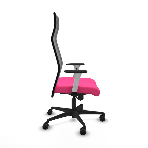 Albacete malla sincro malla negra similpiel rosa brazos blancos base nailon ruedas 65 mm nailon