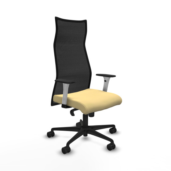 Albacete malla sincro malla negra similpiel crema brazos blancos base nailon ruedas 65 mm nailon