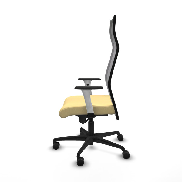 Albacete malla sincro malla negra similpiel crema brazos blancos base nailon ruedas 65 mm nailon
