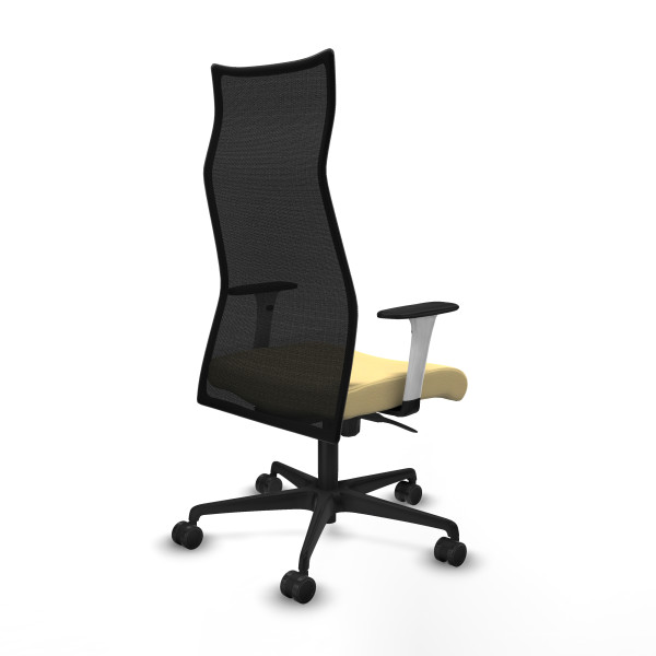 Albacete malla sincro malla negra similpiel crema brazos blancos base nailon ruedas 65 mm nailon