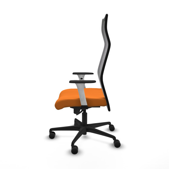 Albacete malla sincro malla negra similpiel naranja brazos blancos base nailon ruedas 65 mm nailon