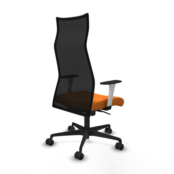Albacete malla sincro malla negra similpiel naranja brazos blancos base nailon ruedas 65 mm nailon