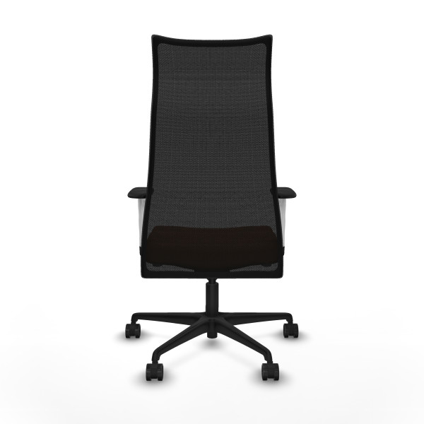 Albacete malla sincro malla negra similpiel marrón brazos blancos base nailon ruedas 65 mm nailon