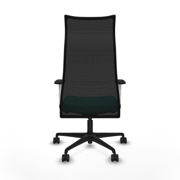 Albacete malla sincro malla negra similpiel turquesa brazos blancos base nailon ruedas 65 mm nailon
