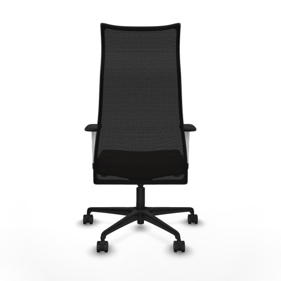 Albacete malla sincro malla negra similpiel marrón oscuro brazos blancos base nailon ruedas 65 mm nailon
