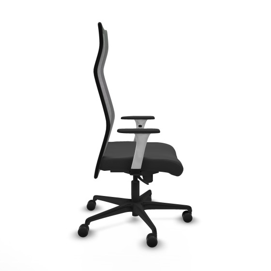 Albacete malla sincro malla negra similpiel gris oscuro brazos blancos base nailon ruedas 65 mm nailon