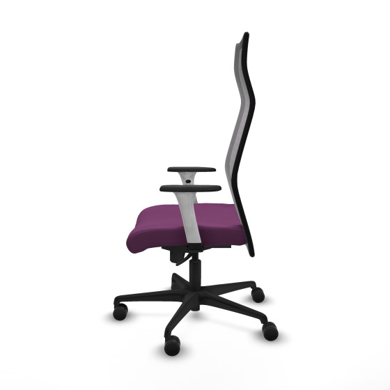 Albacete malla sincro malla negra similpiel morado brazos blancos base nailon ruedas 65 mm nailon