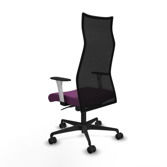 Albacete malla sincro malla negra similpiel morado brazos blancos base nailon ruedas 65 mm nailon