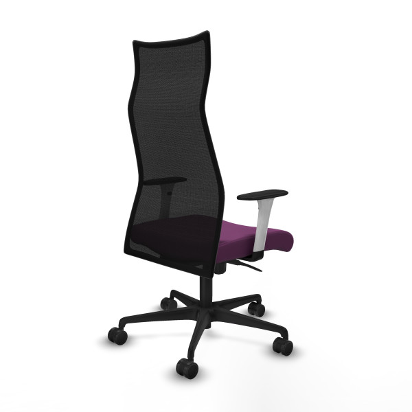 Albacete malla sincro malla negra similpiel morado brazos blancos base nailon ruedas 65 mm nailon