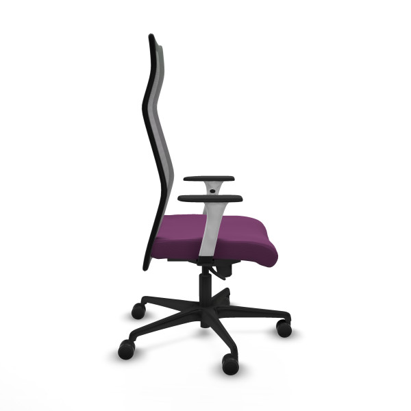 Albacete malla sincro malla negra similpiel morado brazos blancos base nailon ruedas 65 mm nailon