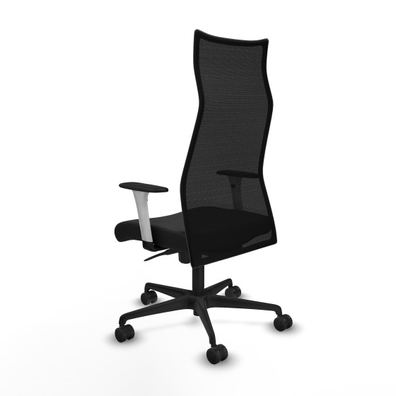 Albacete malla sincro malla negra similpiel negro brazos blancos base nailon ruedas 65 mm nailon