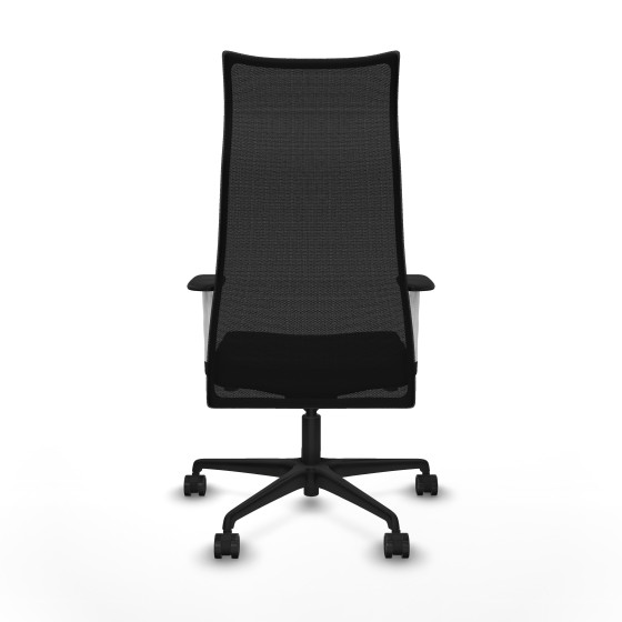 Albacete malla sincro malla negra similpiel negro brazos blancos base nailon ruedas 65 mm nailon