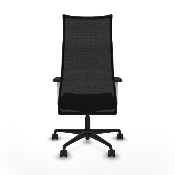 Albacete malla sincro malla negra similpiel negro brazos blancos base nailon ruedas 65 mm nailon