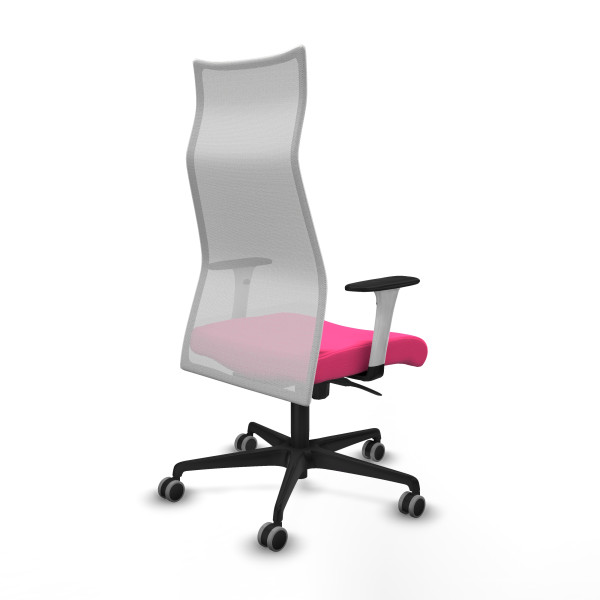 Albacete malla sincro malla blanca similpiel rosa brazos blancos base nailon ruedas 65mm engomadas