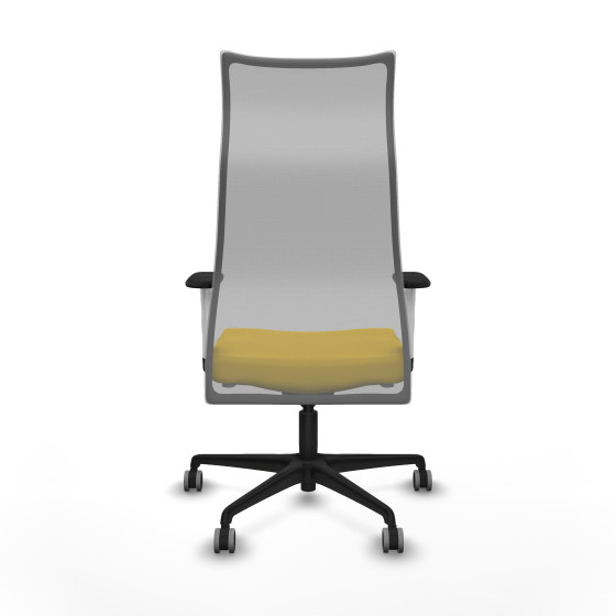 Albacete malla sincro malla gris similpiel amarillo brazos blancos base nailon ruedas 65mm engomadas