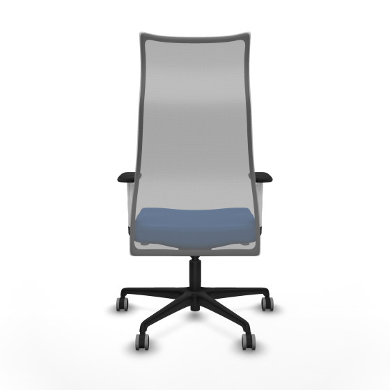 Albacete malla sincro malla gris similpiel azul brazos blancos base nailon ruedas 65mm engomadas