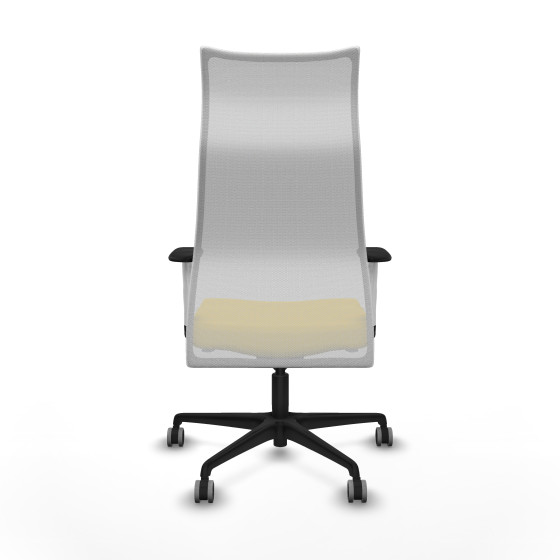 Albacete malla sincro malla blanca similpiel amarillo brazos blancos base nailon ruedas 65mm engomadas