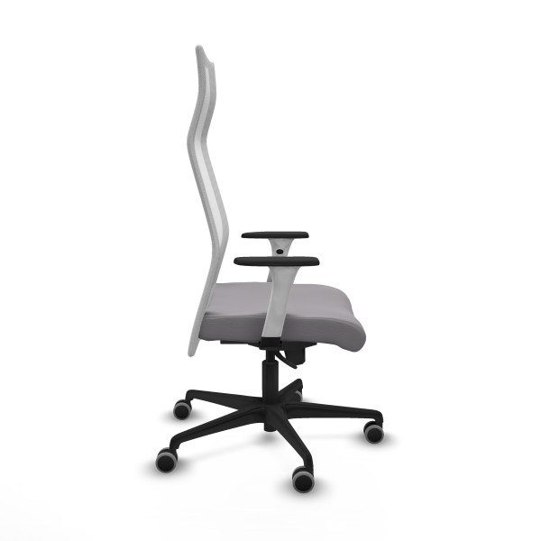 Albacete malla sincro malla blanca similpiel gris brazos blancos base nailon ruedas 65mm engomadas