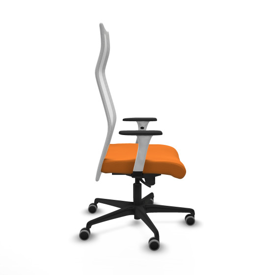 Albacete malla sincro malla blanca similpiel naranja brazos blancos base nailon ruedas 65mm engomadas