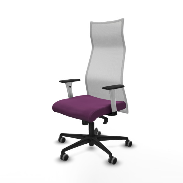Albacete malla sincro malla blanca similpiel morado brazos blancos base nailon ruedas 65mm engomadas